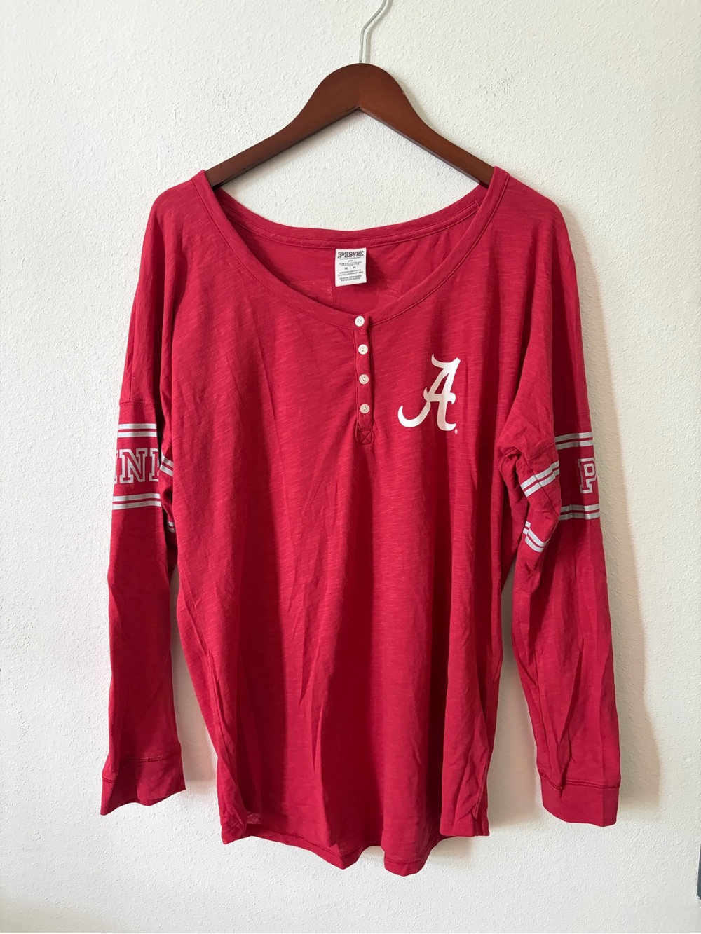 PINK Victoria's Secret Alabama Crimson Tide "Roll Tide" Long Sleeve Henley Women